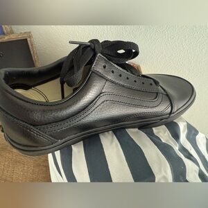 Custom Old Skool Vans Black Leather